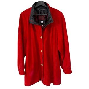 Chic Red Leather Power Jacket for Women Size M - Vintage 1980s Coat